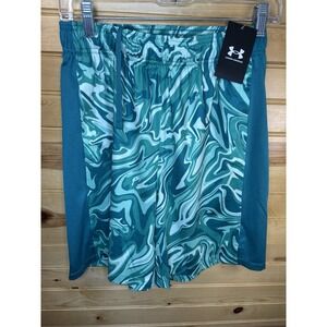 Men's Under Armour HeatGear Green Graphic Pattern Loose Fit Shorts Small NWT $50
